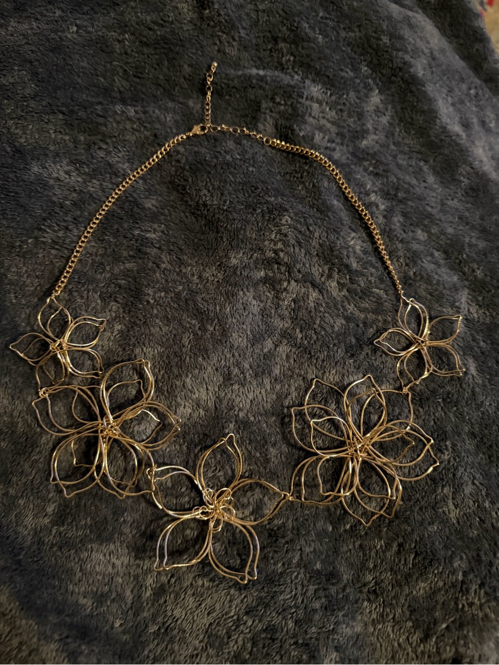 Gold Floral Statement Necklace - Women Jewelry